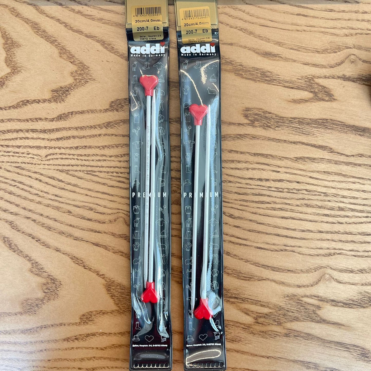 ADDI ALUMINUIM SINGLE POINT KNITTING NEEDLES-20CM/ 4.0mm