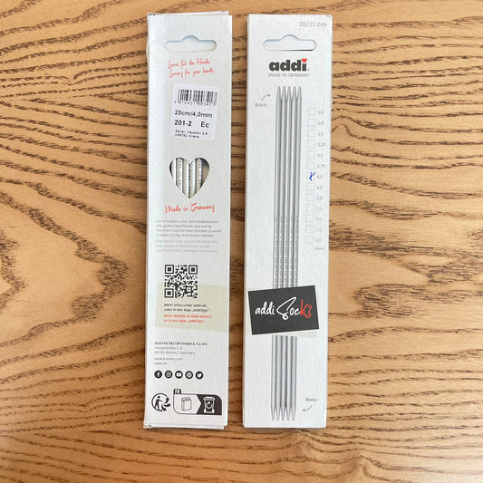 ADDI ALUMINIUM DOUBLE POINT KNITTING NEEDLES SOCKS-20CM/4.0MM