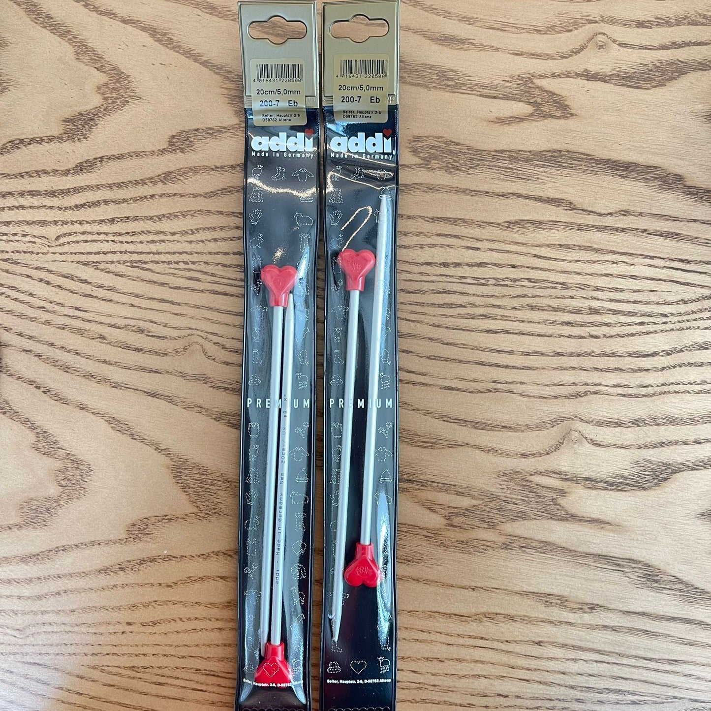 ADDI ALUMINUIM SINGLE POINT KNITTING NEEDLES-20CM/ 5.0mm