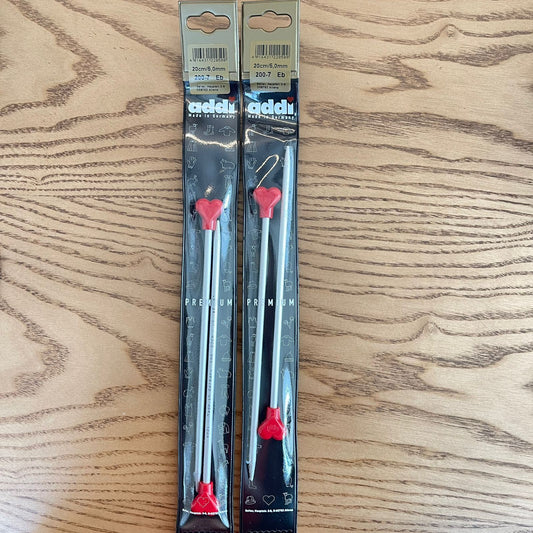 ADDI ALUMINUIM SINGLE POINT KNITTING NEEDLES-20CM/ 5.0mm