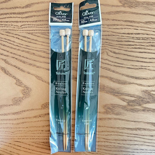 CLOVER TAKUMI SINGLE POINT KNITTING NEEDLES-BAMBOO-23CM/4.0MM
